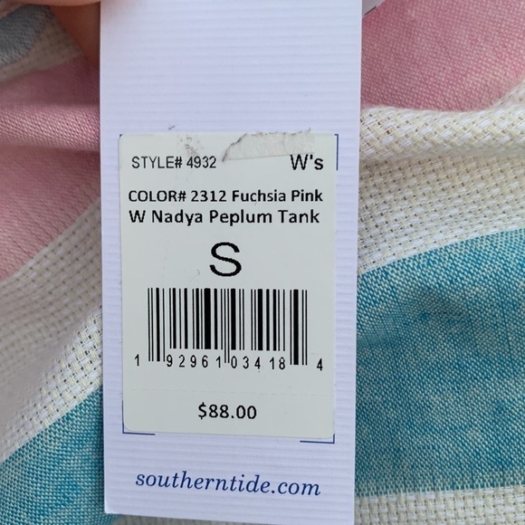 Southern Tide ‘Nadya’ peplum pastel stripe top, NWT, size small - Picture 8 of 8